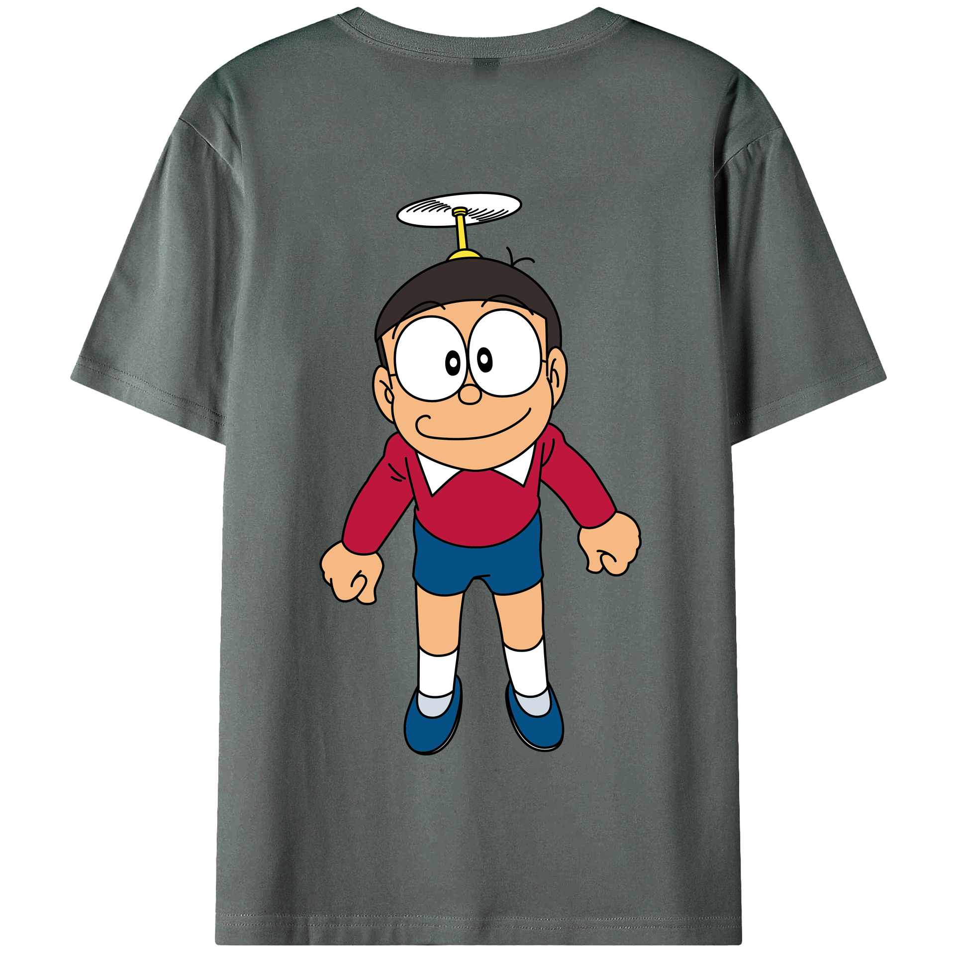 （画像用） ドラえもん 野比 のび太 Doraemon Nobita Nobi 綿100％半袖Tシャツ（背面プリント）